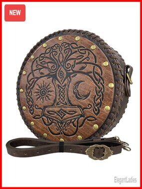 Viking Embossed Faux Leather Crossbody Belt Bag Satchel Nordic Cosplay
